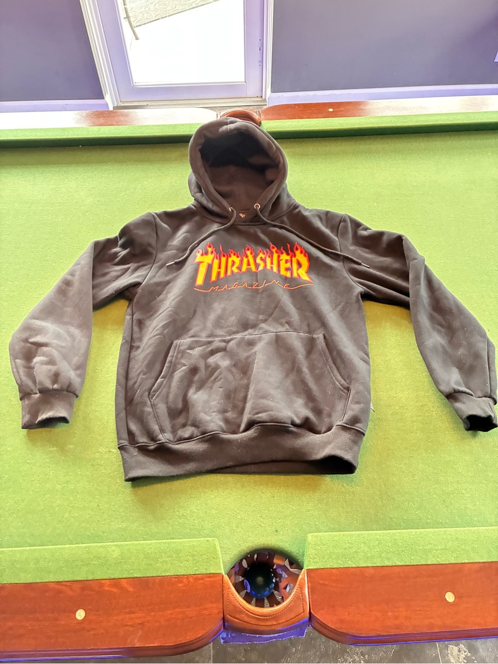 Vintage Thrasher Magazine Sweatshirt Sz XL Black Hoodie Skateboard